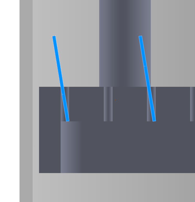 Close-up CAD detail of the dipping jig sample support