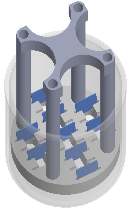 Perspective CAD rendering of the dipping jig assembly